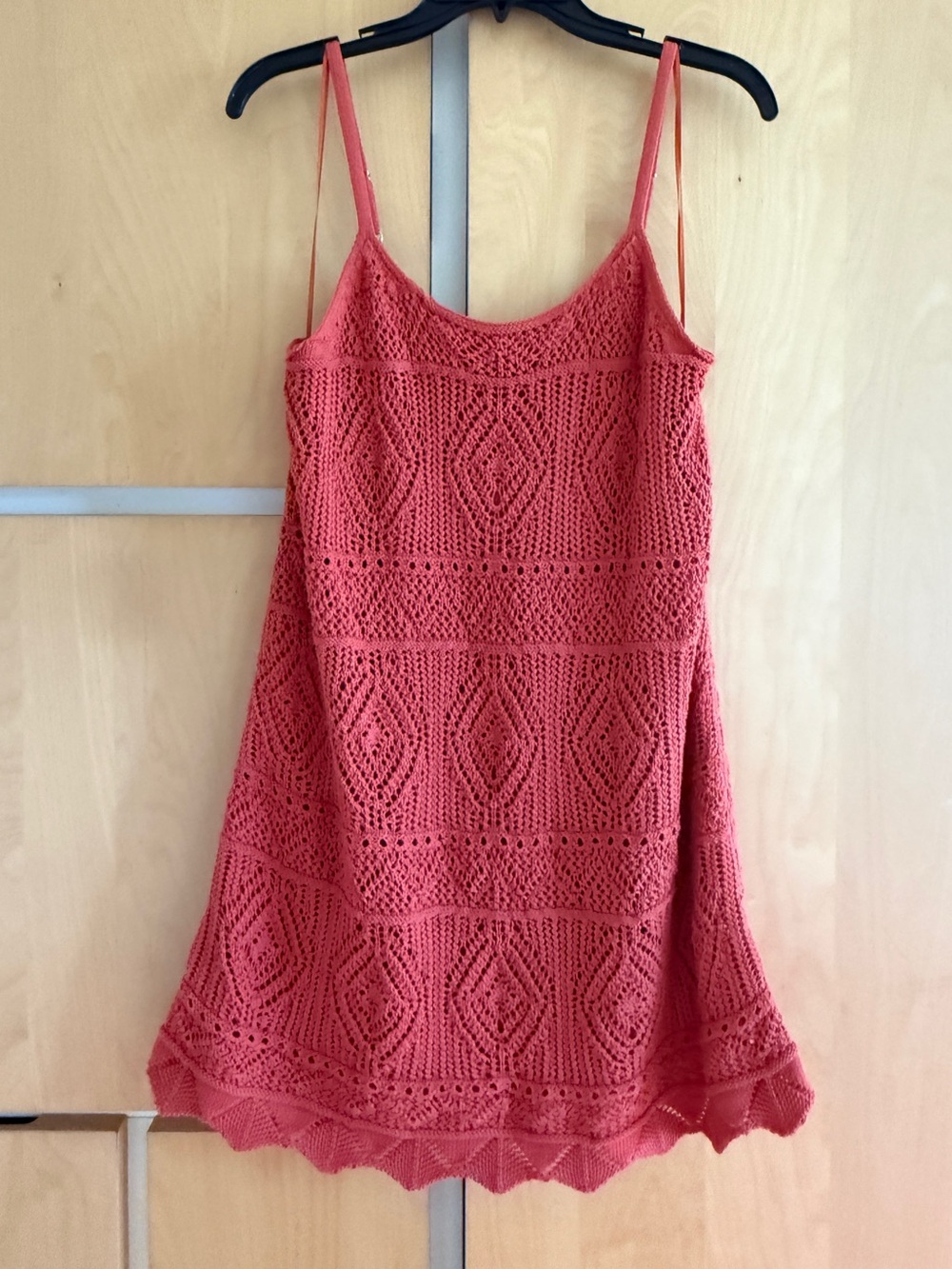 A New Day Coral Crochet Mini Dress – Size L